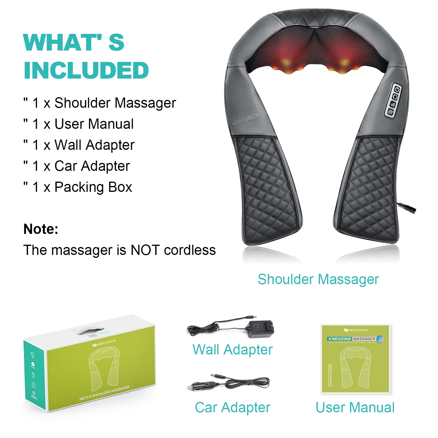 Medcursor Neck and Shoulder Massager with Heat (No Battery) - Image 5