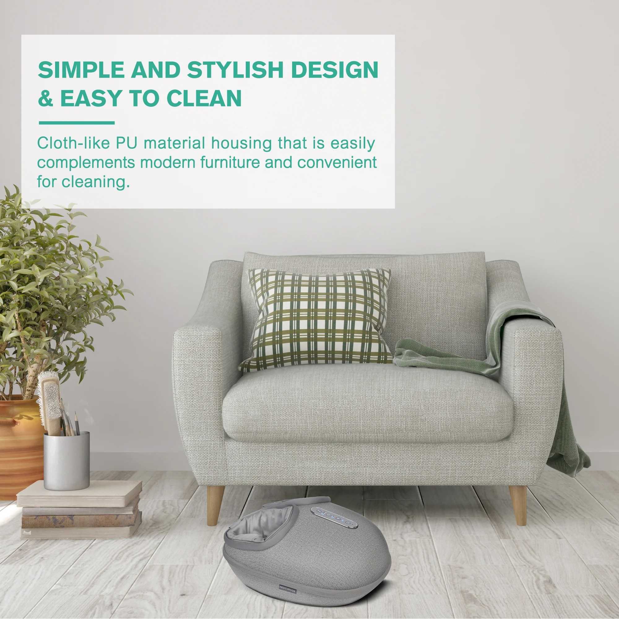 Medcursor Foot Massager Machine with Heat, Deep Kneading Massager (Gray) - Image 4