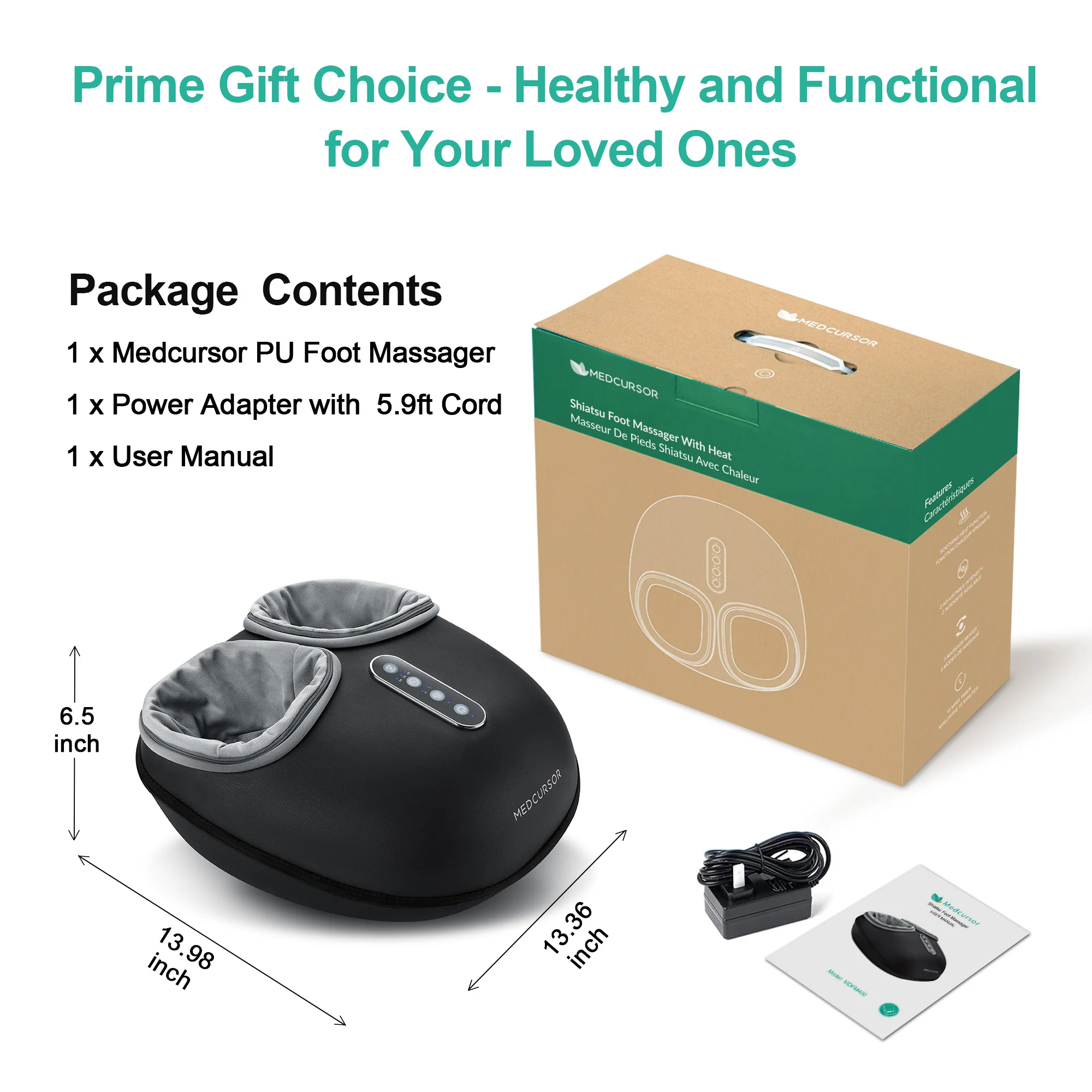 Medcursor Foot Massager Machine with Heat, Deep Kneading Massager - Image 8