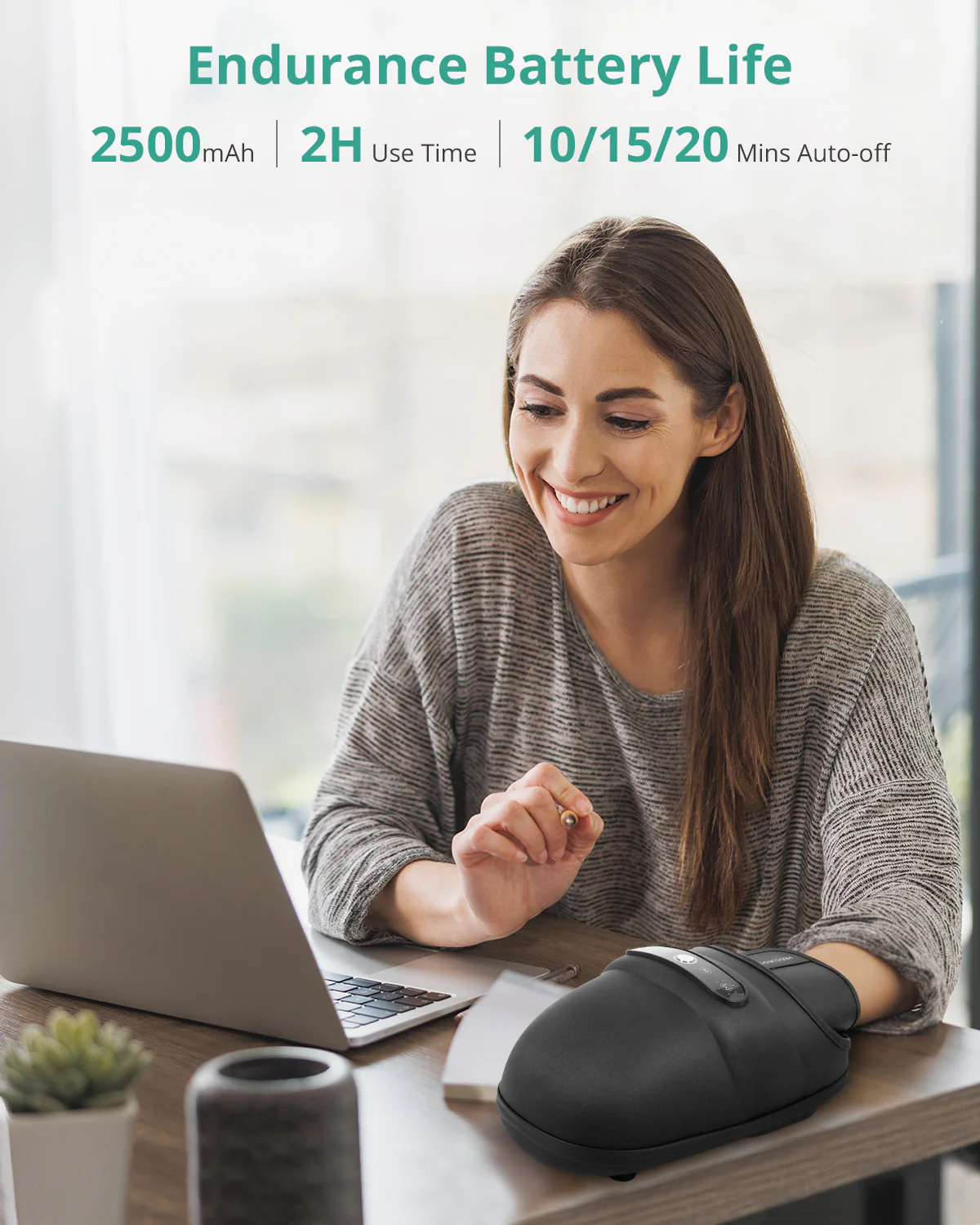 Medcursor Hand Massager with Heat and Compression-Black - Image 5