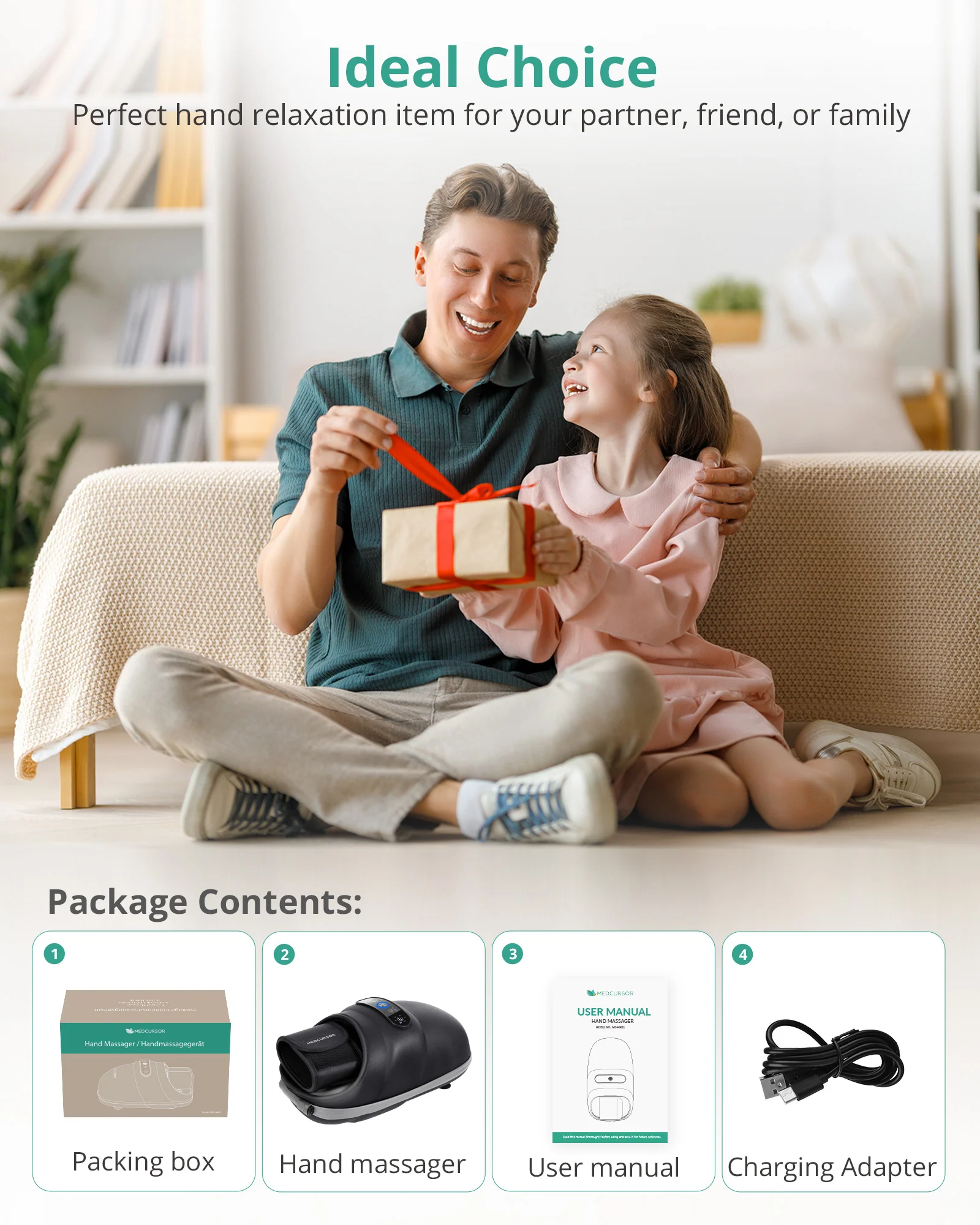 Medcursor Hand Massager with Heat and Compression-Gray - Image 3