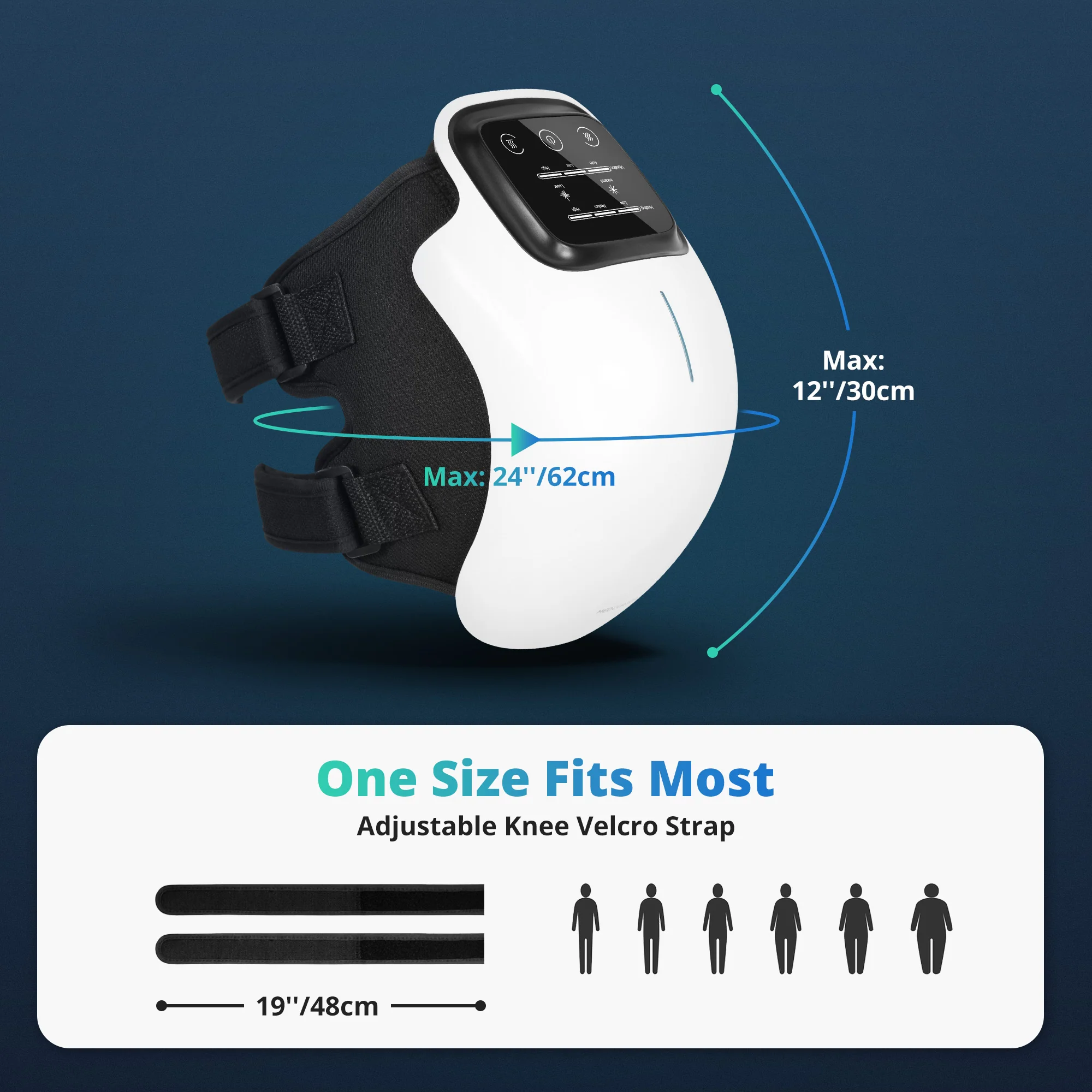 Medcursor Knee Massager with Heat, Cordless Knee Massager with 3 Heating Levels & 3 Vibration Modes, Heated Knee Massager with Large LED Screen, Adjustable Straps and Timer, Gift for Men & Women - Image 6